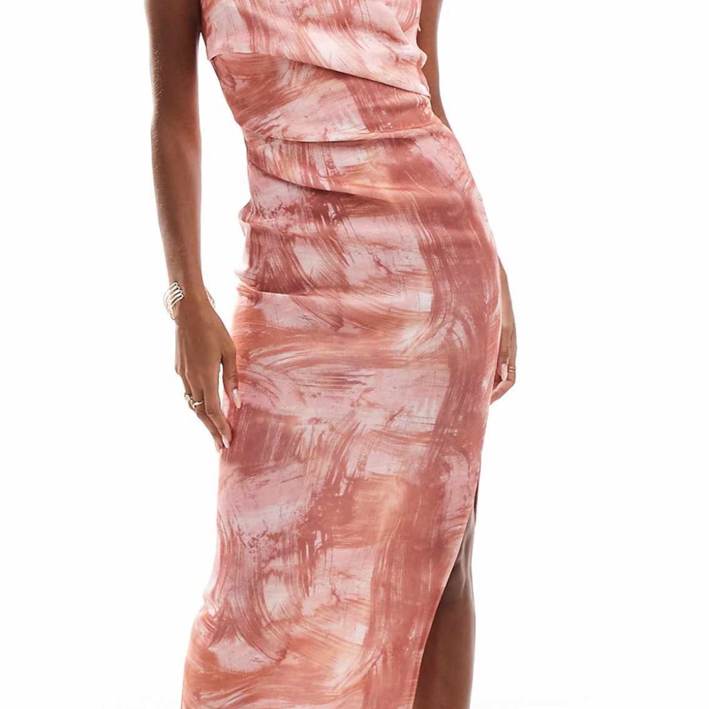 ASOS Pink Abstract One-Shoulder Dress - Picture 2 of 3
